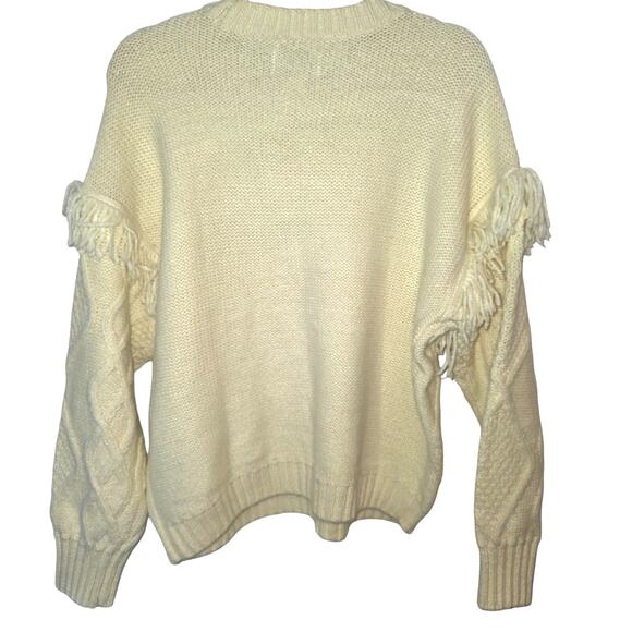 American Eagle Size Small Cream Fringe Cable Knit Cream Sweater EUC - Picture 5 of 8